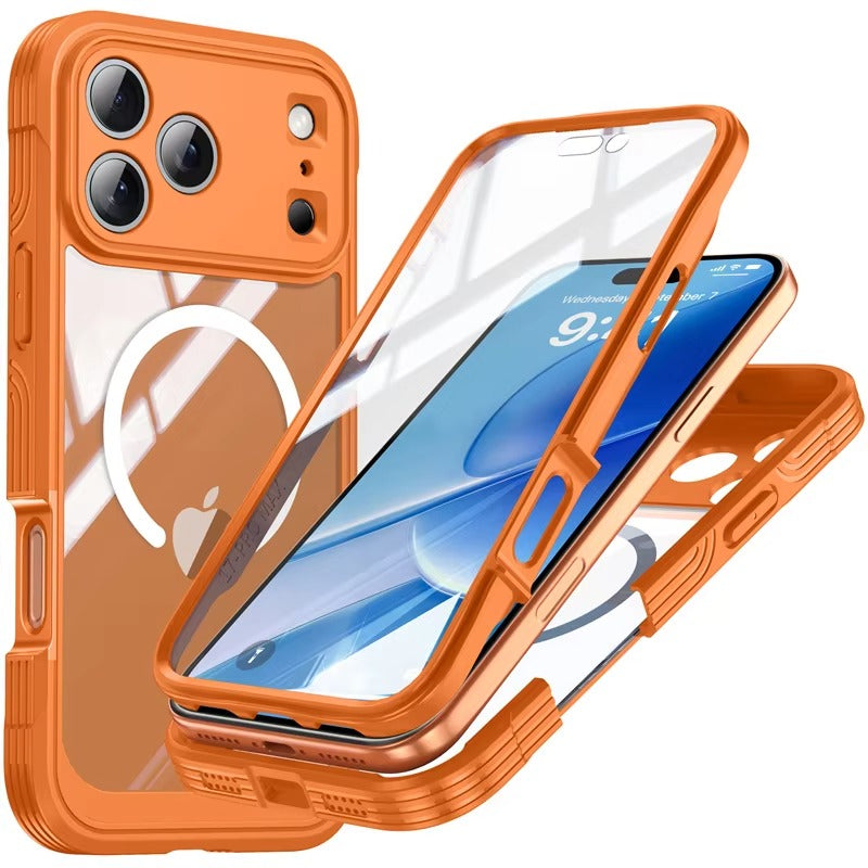 Luxury 360° Transparent Magnetic iPhone Case — Full Coverage Double-Sided Shockproof TPU Cover, MagSafe Compatible, Wireless Charging Safe