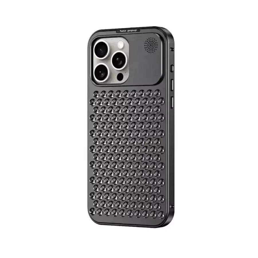 Luxury Aluminum Alloy iPhone Case — Full Coverage Shockproof Cooling Design with Aromatherapy Diffuser, Matte Anti-Fingerprint Finish, Non-Slip