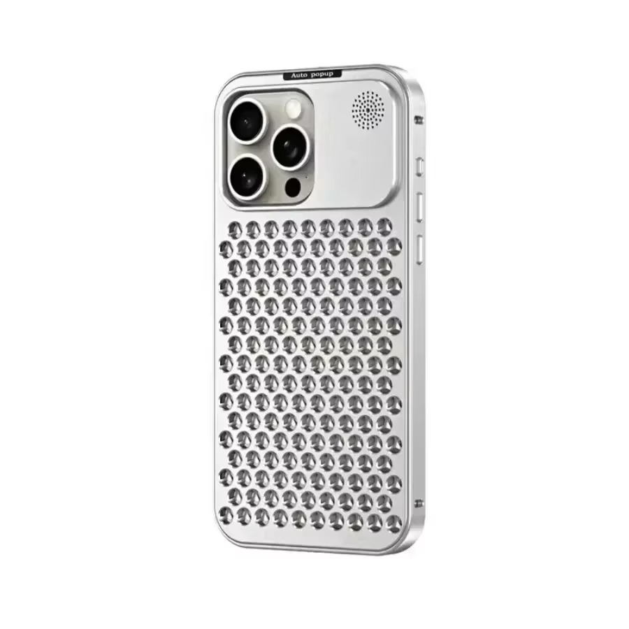 Luxury Aluminum Alloy iPhone Case — Full Coverage Shockproof Cooling Design with Aromatherapy Diffuser, Matte Anti-Fingerprint Finish, Non-Slip