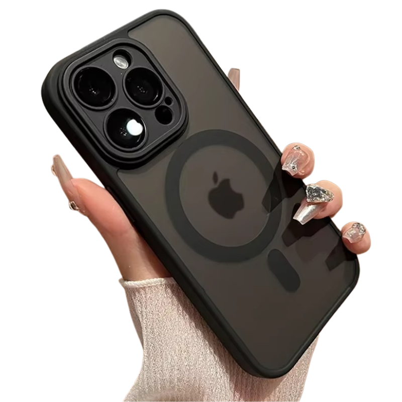 Luxury Armor Magnetic Matte iPhone Case — Translucent Shockproof Cover with Anti-Fingerprint, Anti-Scratch, Dustproof, Non-Slip, Wireless Charging Compatible