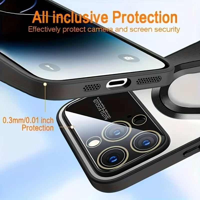 Luxury Bumper Matte Magnetic iPhone Case — Magsafe Wireless Charging, Glass Lens Camera Protection, Shockproof Half-Wrapped Cover, Anti-Fingerprint, Luminous Finish