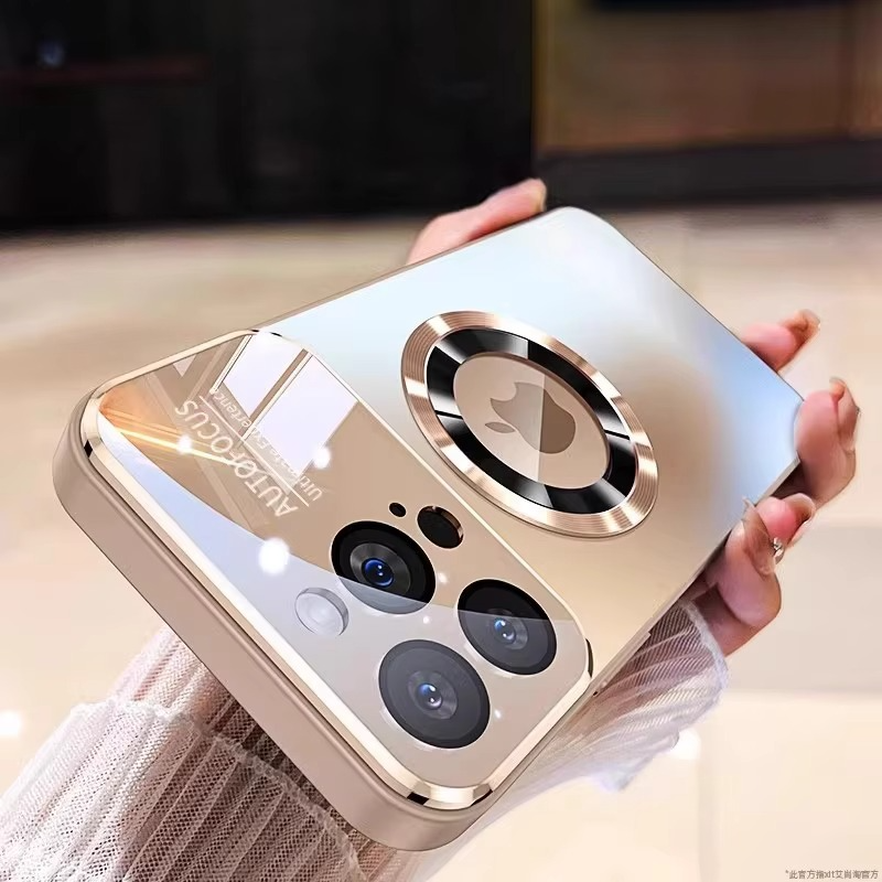 Luxury Bumper Matte Magnetic iPhone Case — Magsafe Wireless Charging, Glass Lens Camera Protection, Shockproof Half-Wrapped Cover, Anti-Fingerprint, Luminous Finish