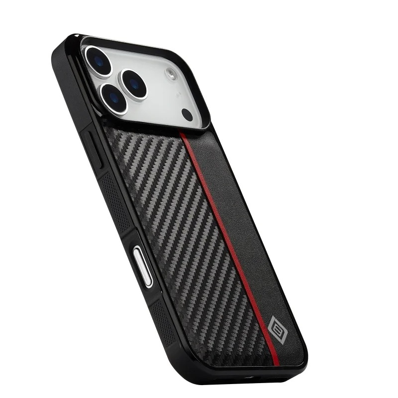 Luxury Carbon Fiber PU Leather Shockproof iPhone Case — Anti-Fingerprint Non-Slip Slim Back Cover with Camera Protection