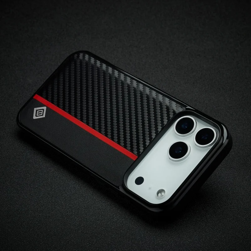 Luxury Carbon Fiber PU Leather Shockproof iPhone Case — Anti-Fingerprint Non-Slip Slim Back Cover with Camera Protection