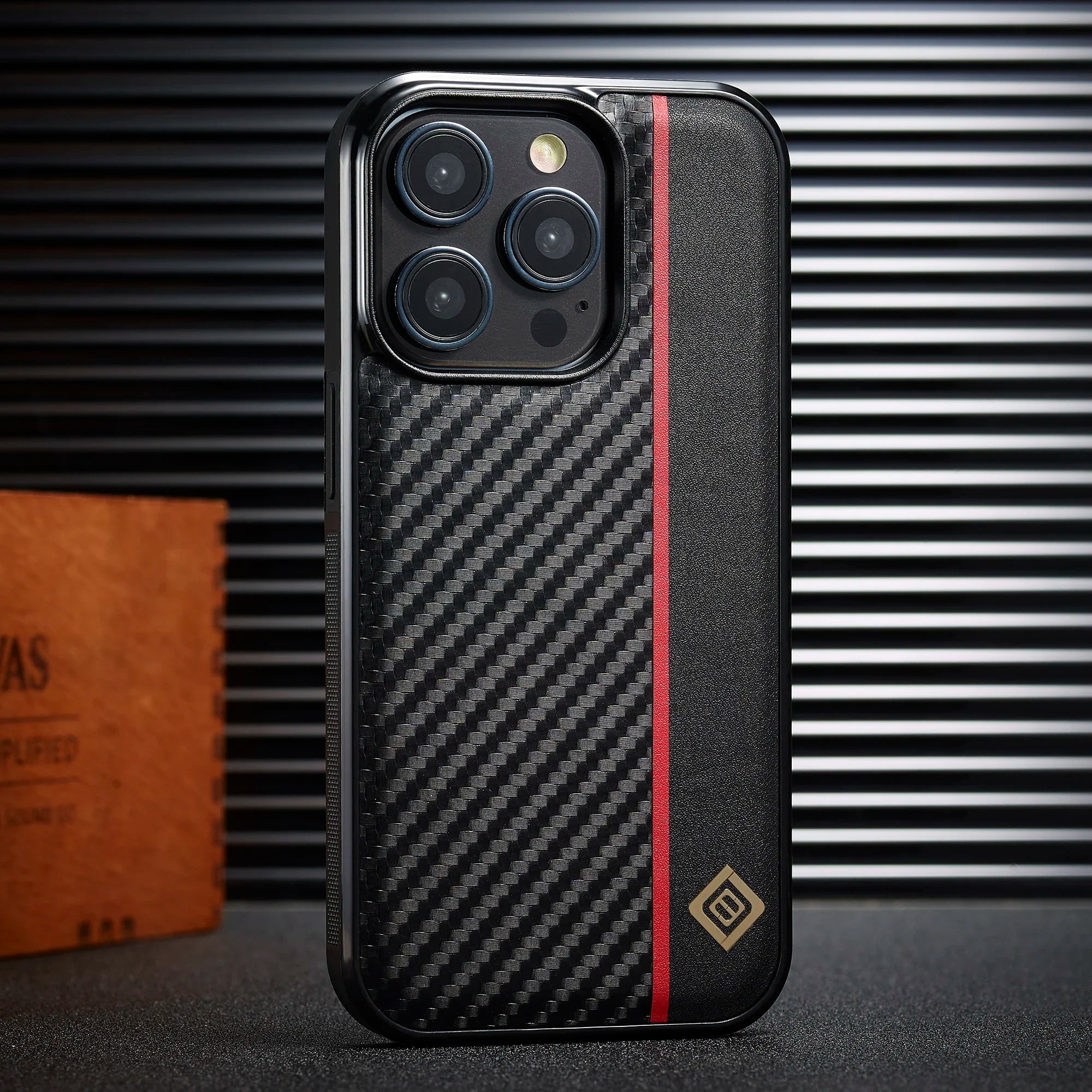 Luxury Carbon Fiber PU Leather Shockproof iPhone Case — Anti-Fingerprint Non-Slip Slim Back Cover with Camera Protection