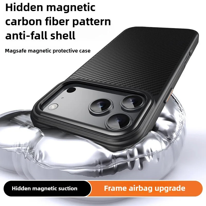 Luxury Carbon Fiber Shockproof iPhone Case — Drop-Resistant Anti-Fingerprint Non-Slip Protective Cover with Scratch & Dust Defense