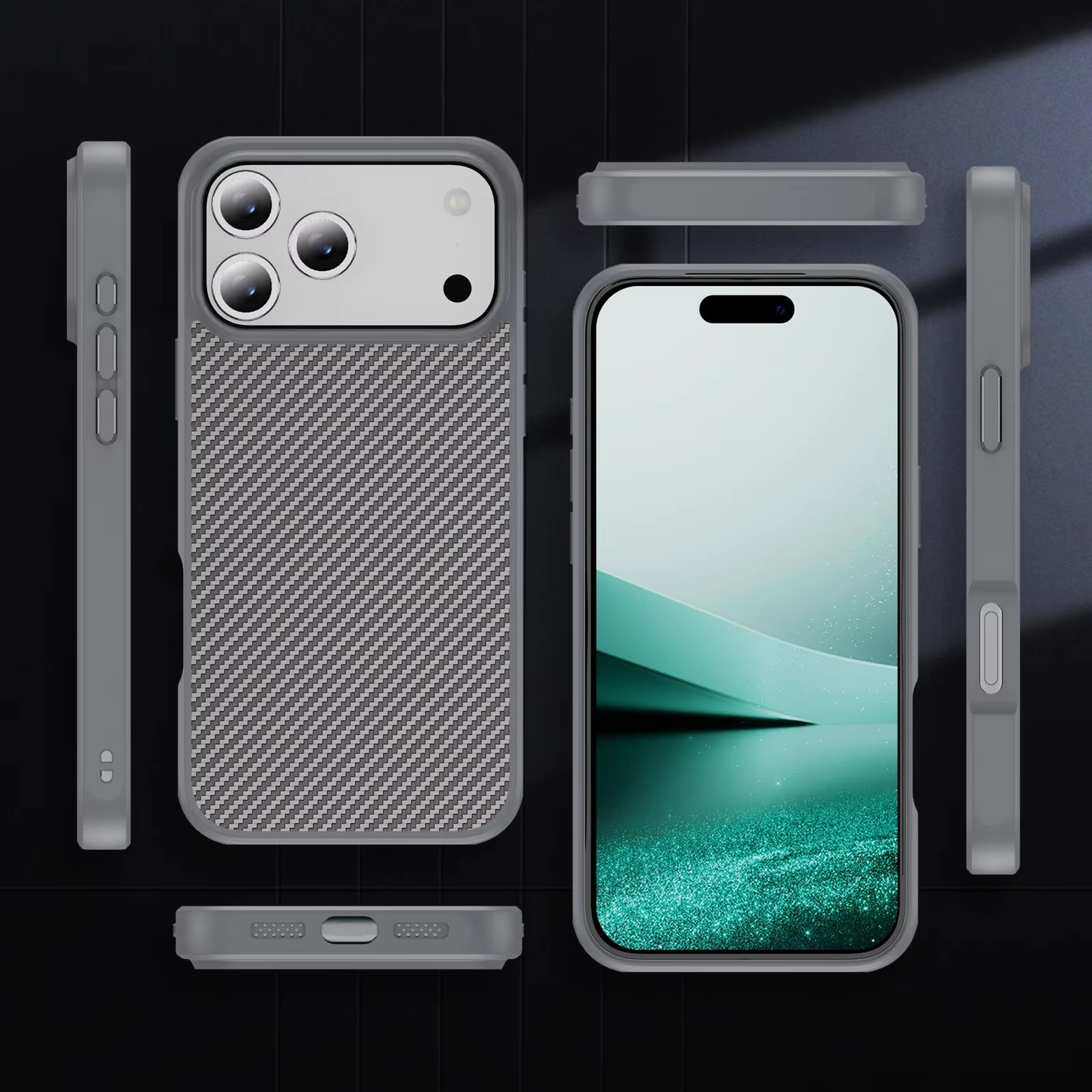 Luxury Carbon Fiber Shockproof iPhone Case — Drop-Resistant Anti-Fingerprint Non-Slip Protective Cover with Scratch & Dust Defense