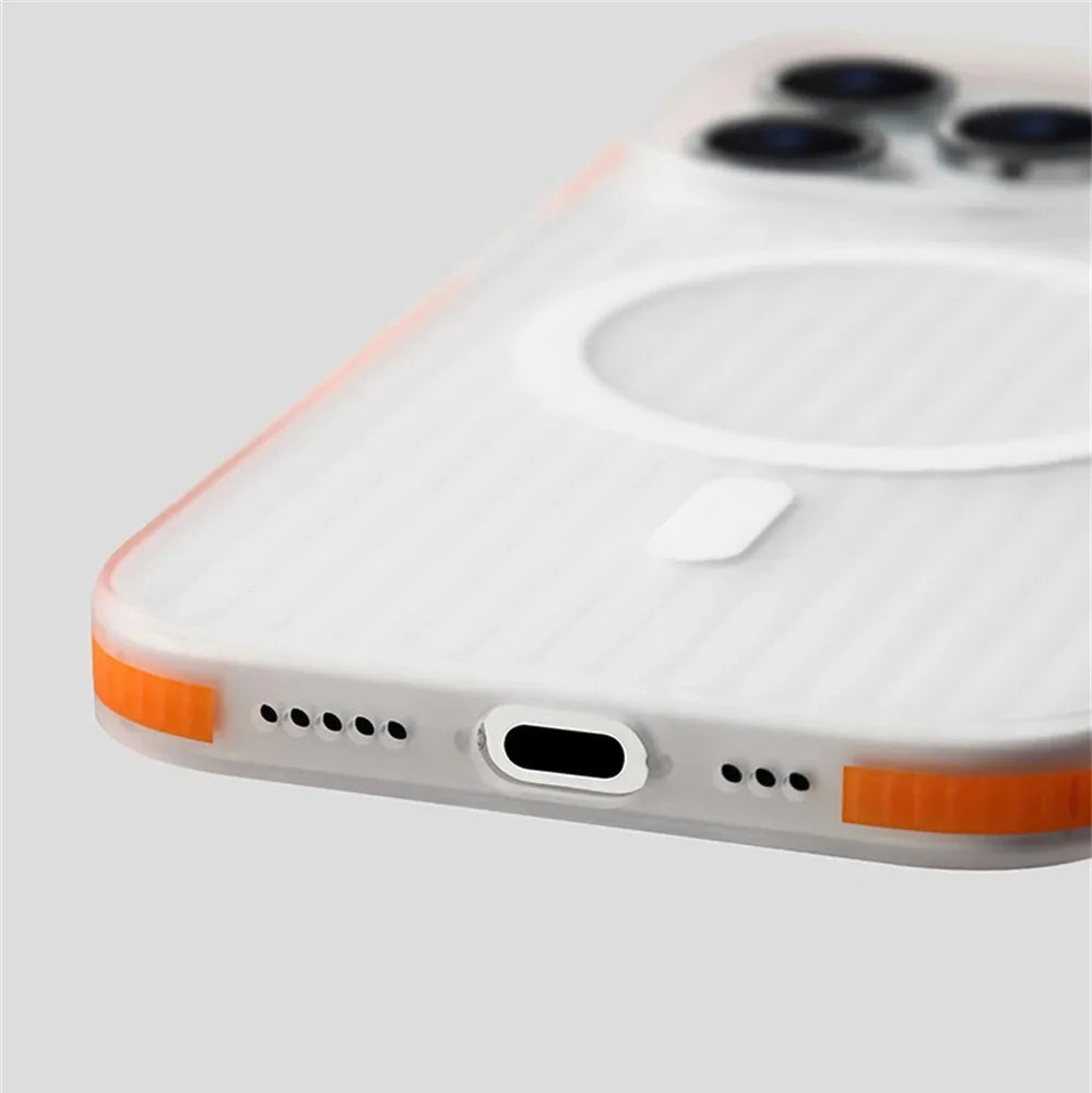 Luxury Corrugated Pattern iPhone Case — Magnetic Magsafe Wireless Charging Cover, Shockproof Hard PC, Non-Slip Matte Finish, Anti-Fingerprint, Dustproof