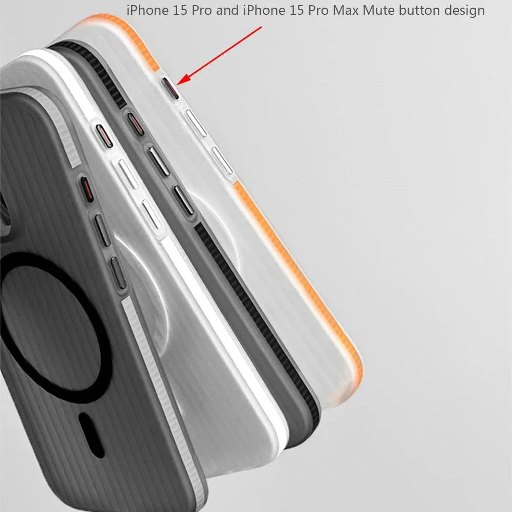 Luxury Corrugated Pattern iPhone Case — Magnetic Magsafe Wireless Charging Cover, Shockproof Hard PC, Non-Slip Matte Finish, Anti-Fingerprint, Dustproof