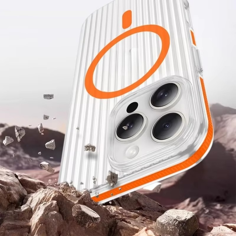 Luxury Corrugated Pattern iPhone Case — Magnetic Magsafe Wireless Charging Cover, Shockproof Hard PC, Non-Slip Matte Finish, Anti-Fingerprint, Dustproof