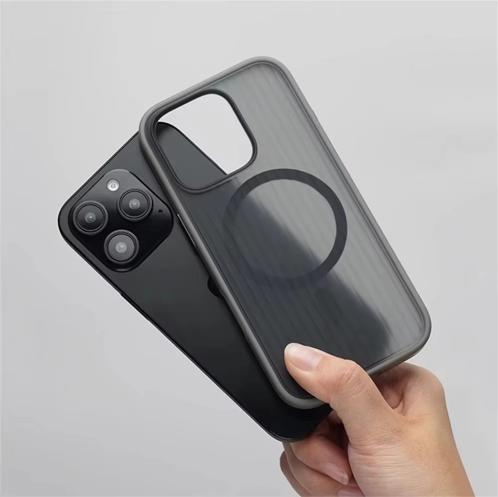 Luxury Corrugated Pattern iPhone Case — Magnetic Magsafe Wireless Charging Cover, Shockproof Hard PC, Non-Slip Matte Finish, Anti-Fingerprint, Dustproof