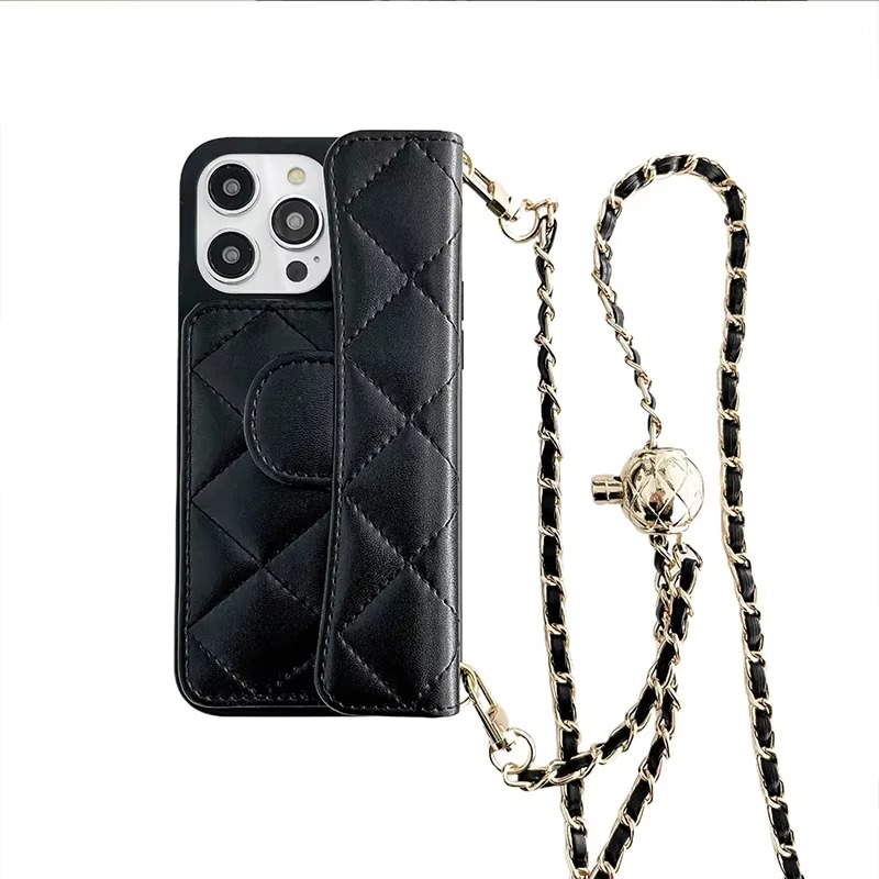 Luxury Crossbody Leather iPhone Case — Anti-Fingerprint, Anti-Scratch, Dustproof Wallet Cover with Adjustable Lanyard and Card Holder