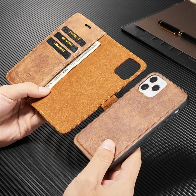 Luxury Detachable Magnetic Leather iPhone Wallet Case — Dual Layer, Shockproof, Anti-Fingerprint, Heavy Duty, Matte Finish, With Card Holder & Holder Slot