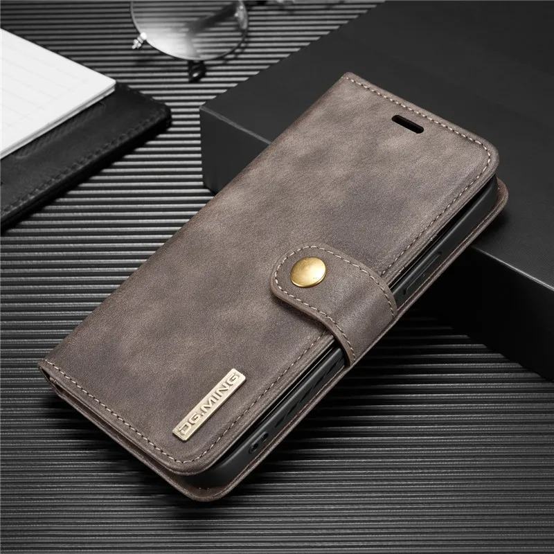 Luxury Detachable Magnetic Leather iPhone Wallet Case — Dual Layer, Shockproof, Anti-Fingerprint, Heavy Duty, Matte Finish, With Card Holder & Holder Slot