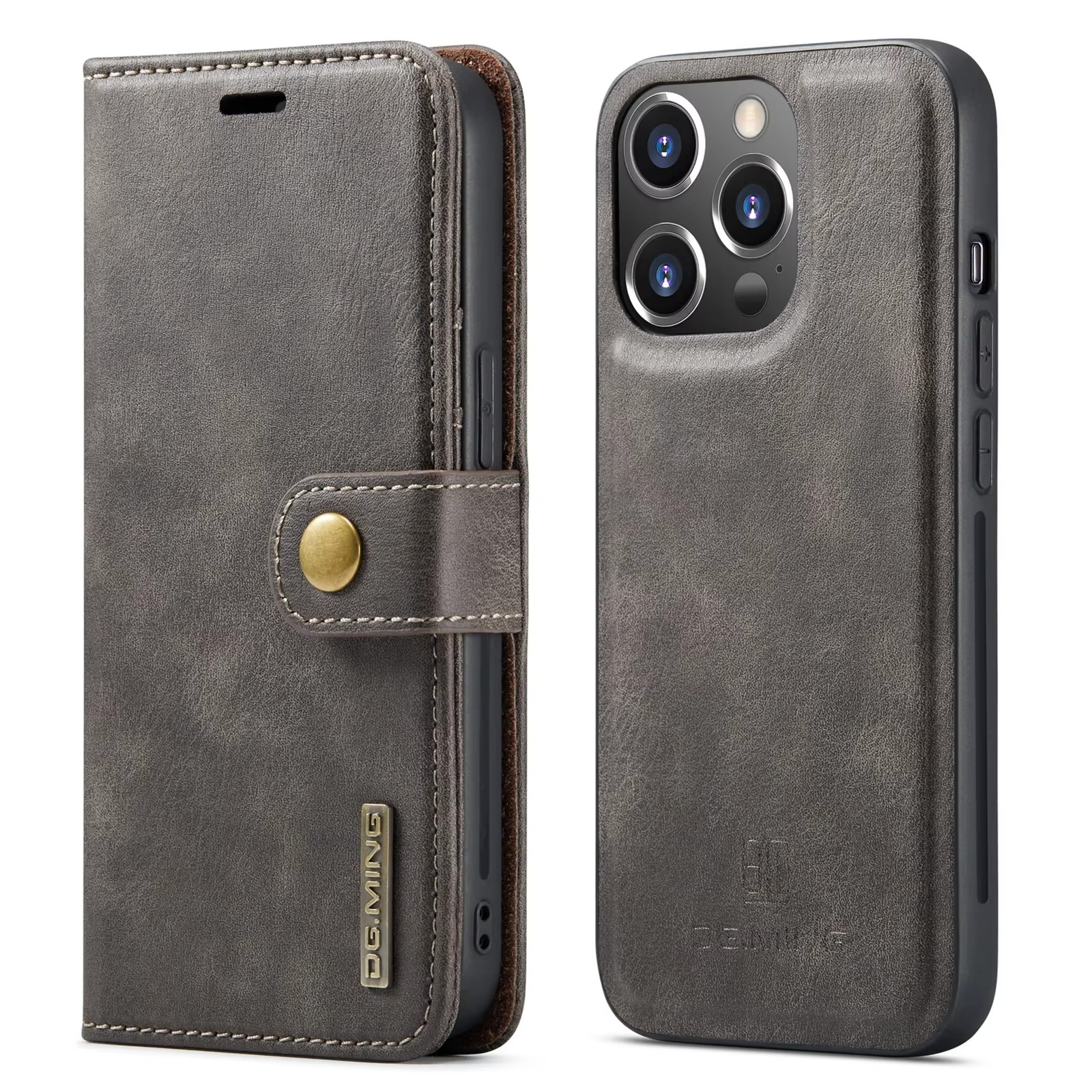 Luxury Detachable Magnetic Leather iPhone Wallet Case — Dual Layer, Shockproof, Anti-Fingerprint, Heavy Duty, Matte Finish, With Card Holder & Holder Slot
