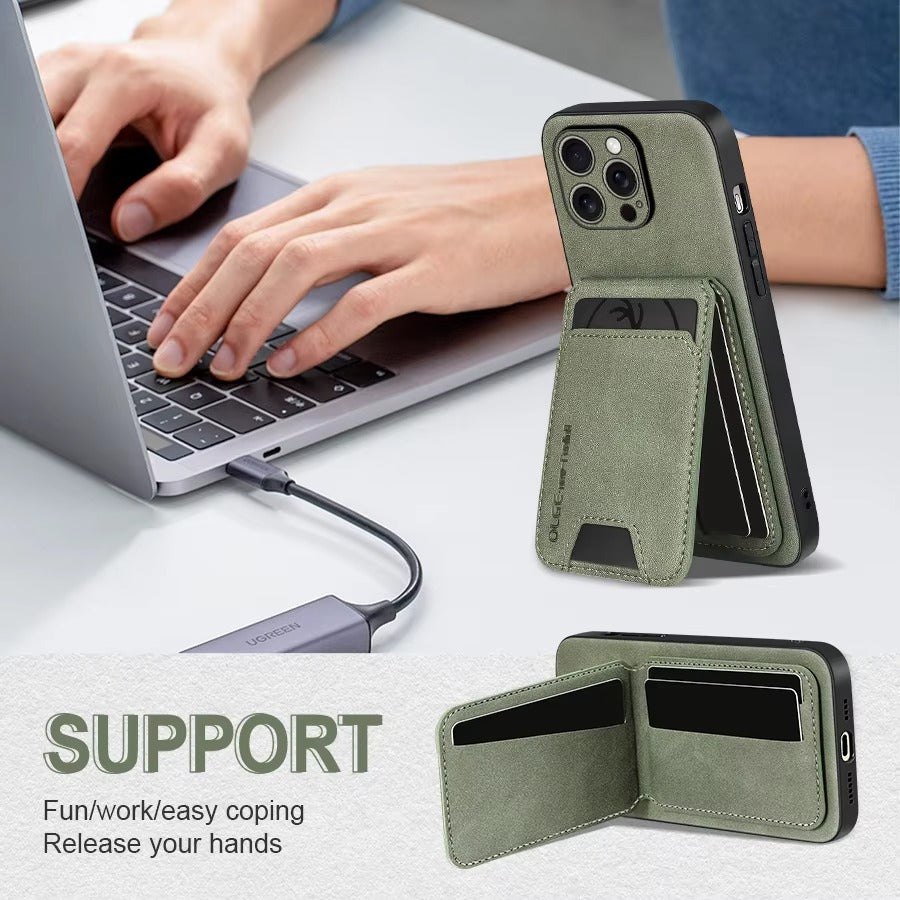 Luxury Faux Leather Wallet Phone Case — Stylish Shockproof Holder Cover, Anti-Scratch, Durable Full Protection, Soft Touch Finish