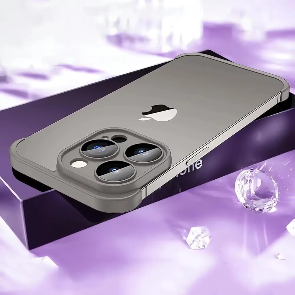 Luxury Frameless Silicone iPhone Case — Bumper Cover with Lens Protection, Shockproof, Anti-Fingerprint, Dustproof, Lightweight Full Corner Protection