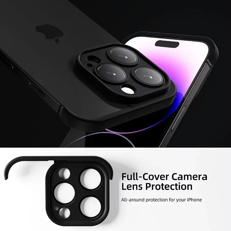 Luxury Frameless Silicone iPhone Case — Bumper Cover with Lens Protection, Shockproof, Anti-Fingerprint, Dustproof, Lightweight Full Corner Protection