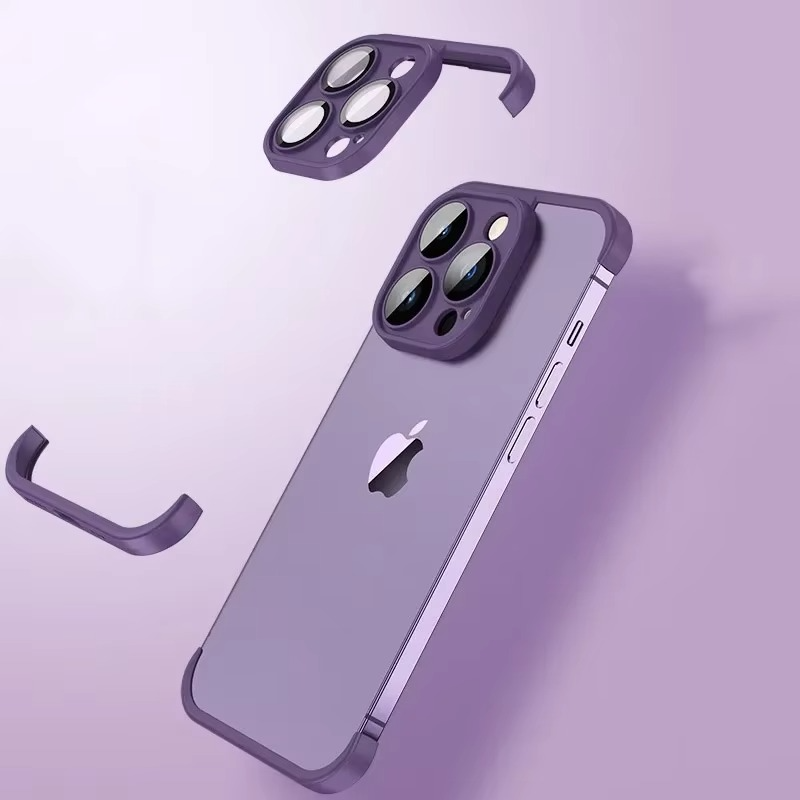Luxury Frameless Silicone iPhone Case — Bumper Cover with Lens Protection, Shockproof, Anti-Fingerprint, Dustproof, Lightweight Full Corner Protection