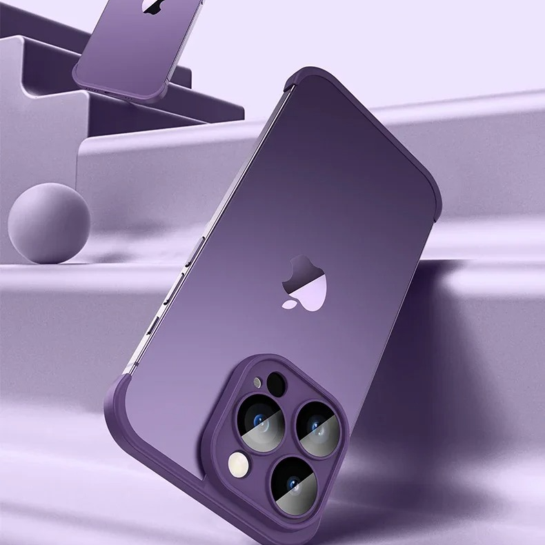 Luxury Frameless Silicone iPhone Case — Bumper Cover with Lens Protection, Shockproof, Anti-Fingerprint, Dustproof, Lightweight Full Corner Protection