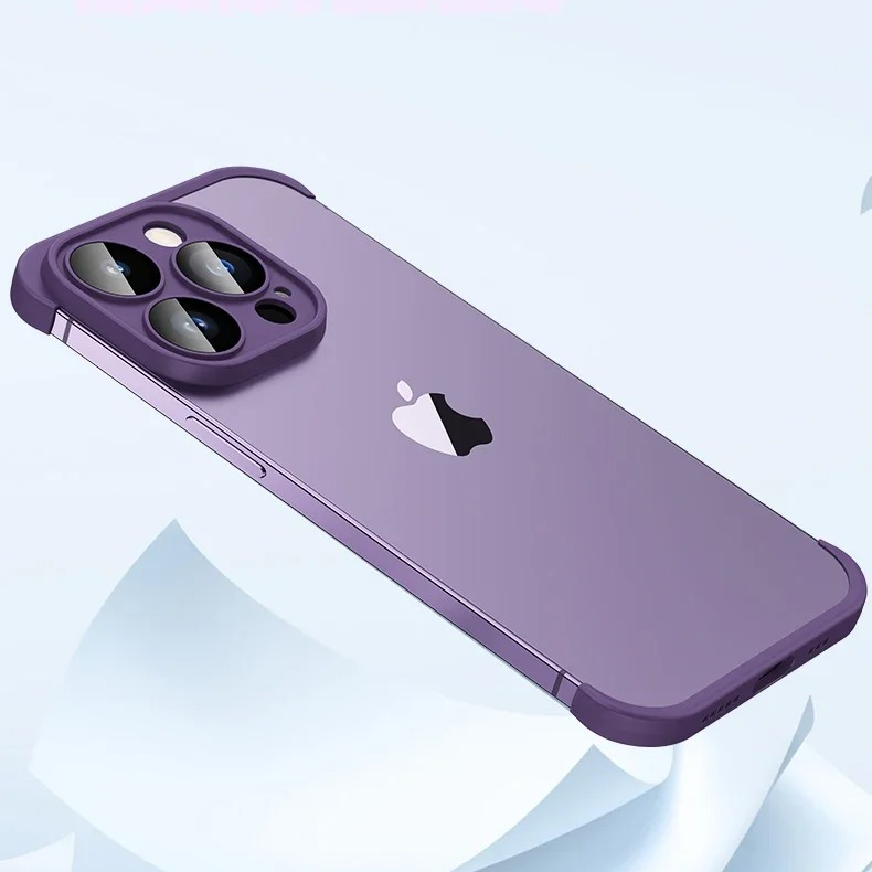 Luxury Frameless Silicone iPhone Case — Bumper Cover with Lens Protection, Shockproof, Anti-Fingerprint, Dustproof, Lightweight Full Corner Protection