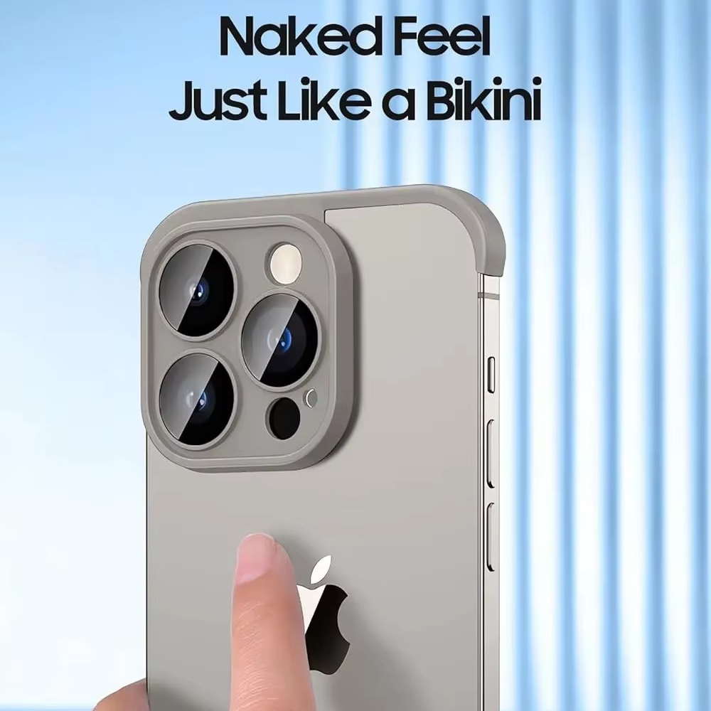 Luxury Frameless Silicone iPhone Case — Bumper Cover with Lens Protection, Shockproof, Anti-Fingerprint, Dustproof, Lightweight Full Corner Protection