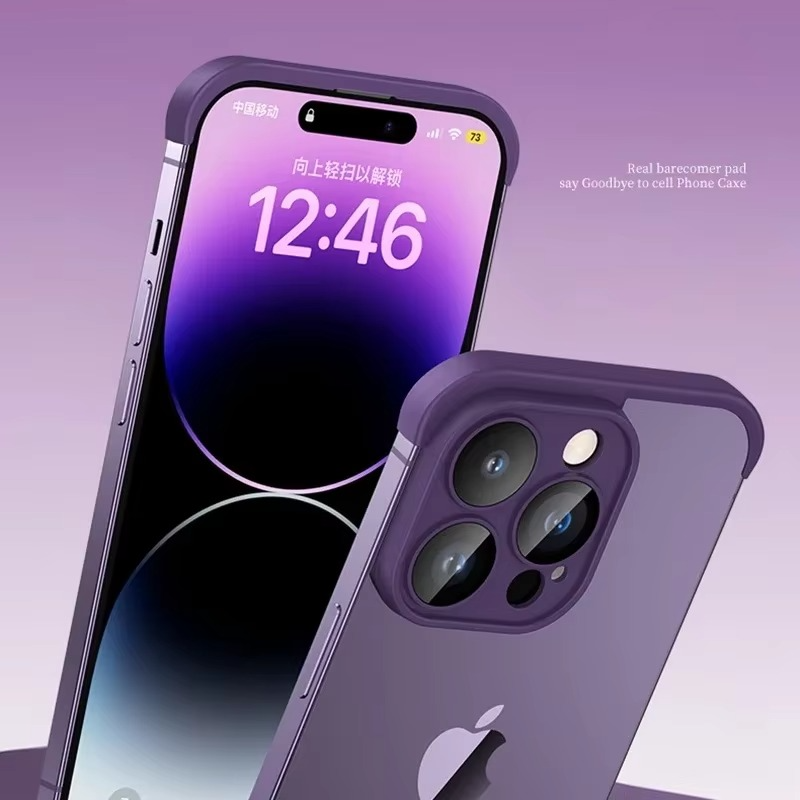 Luxury Frameless Silicone iPhone Case — Bumper Cover with Lens Protection, Shockproof, Anti-Fingerprint, Dustproof, Lightweight Full Corner Protection