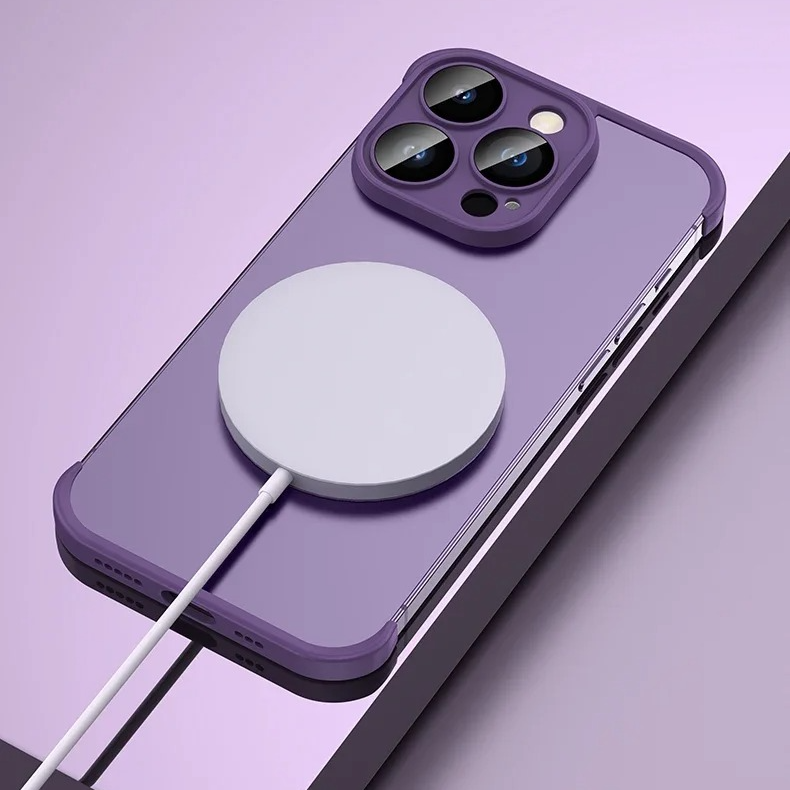 Luxury Frameless Silicone iPhone Case — Bumper Cover with Lens Protection, Shockproof, Anti-Fingerprint, Dustproof, Lightweight Full Corner Protection