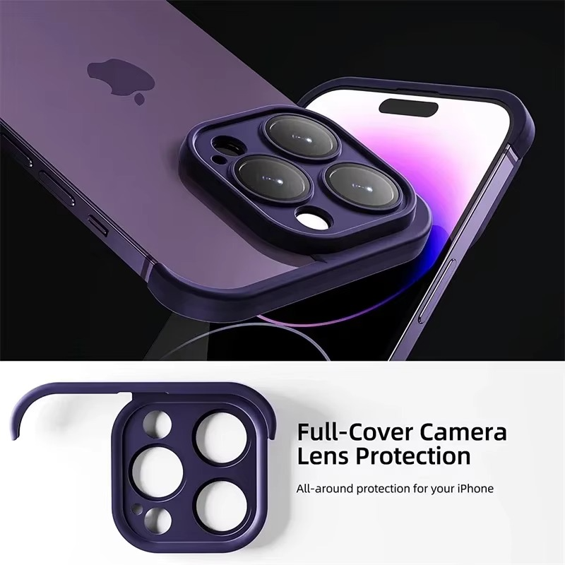 Luxury Frameless Silicone iPhone Case — Bumper Cover with Lens Protection, Shockproof, Anti-Fingerprint, Dustproof, Lightweight Full Corner Protection