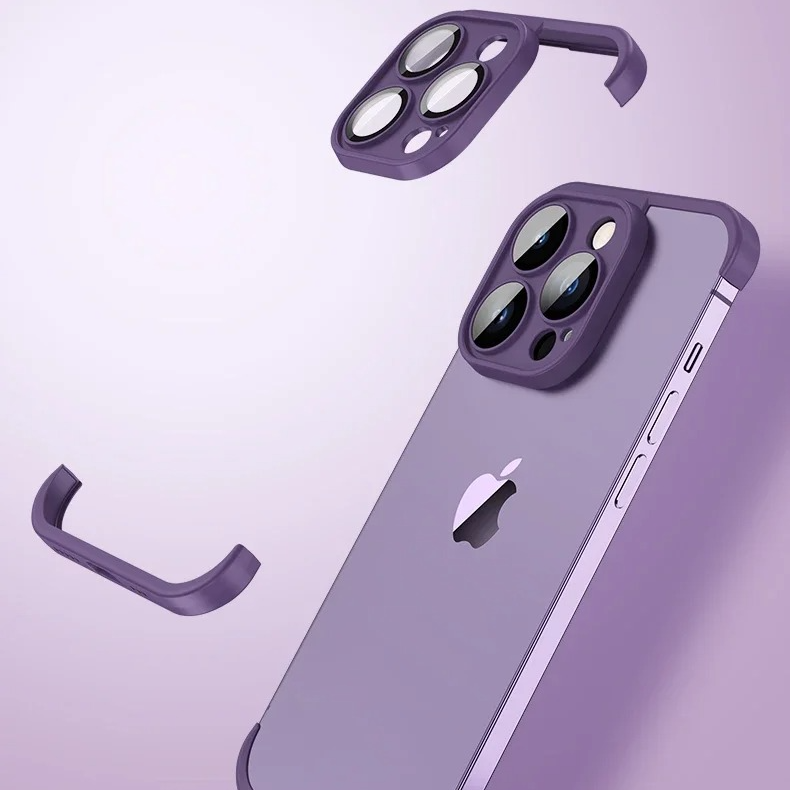 Luxury Frameless Silicone iPhone Case — Bumper Cover with Lens Protection, Shockproof, Anti-Fingerprint, Dustproof, Lightweight Full Corner Protection