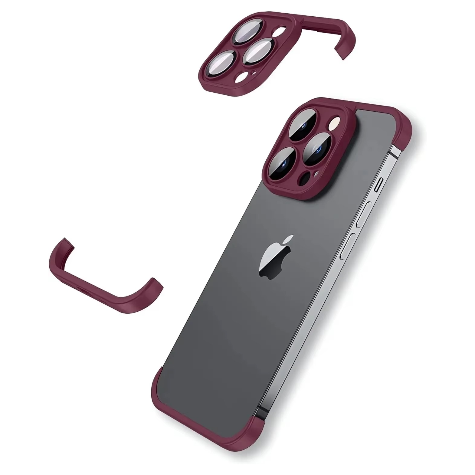 Luxury Frameless Silicone iPhone Case — Bumper Cover with Lens Protection, Shockproof, Anti-Fingerprint, Dustproof, Lightweight Full Corner Protection