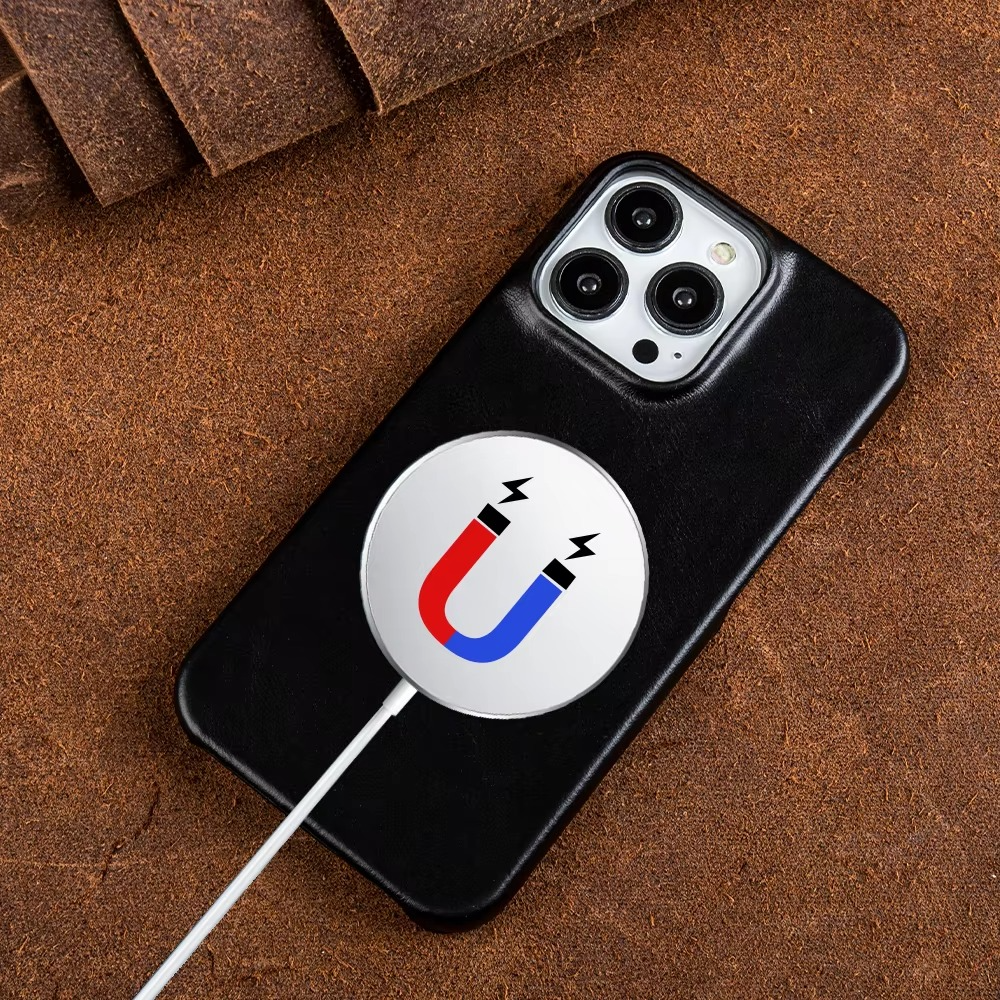 Luxury Genuine Leather iPhone Case — Half-Wrapped Anti-Scratch Dustproof Cover, Vintage Retro Business Style, Lightweight Non-Slip Design