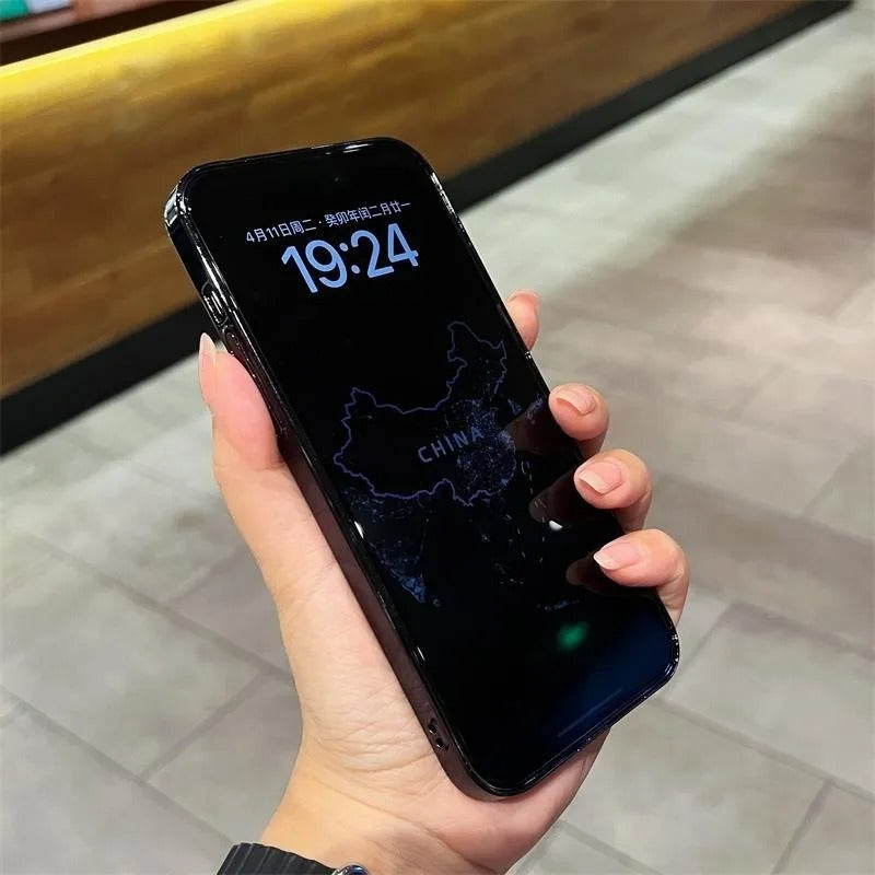 Luxury Glitter Transparent iPhone Case — Slim Hard PC Cover with Anti-Fingerprint, Anti-Scratch, Dustproof, Non-Slip Design, Clear Plating Camera Protection