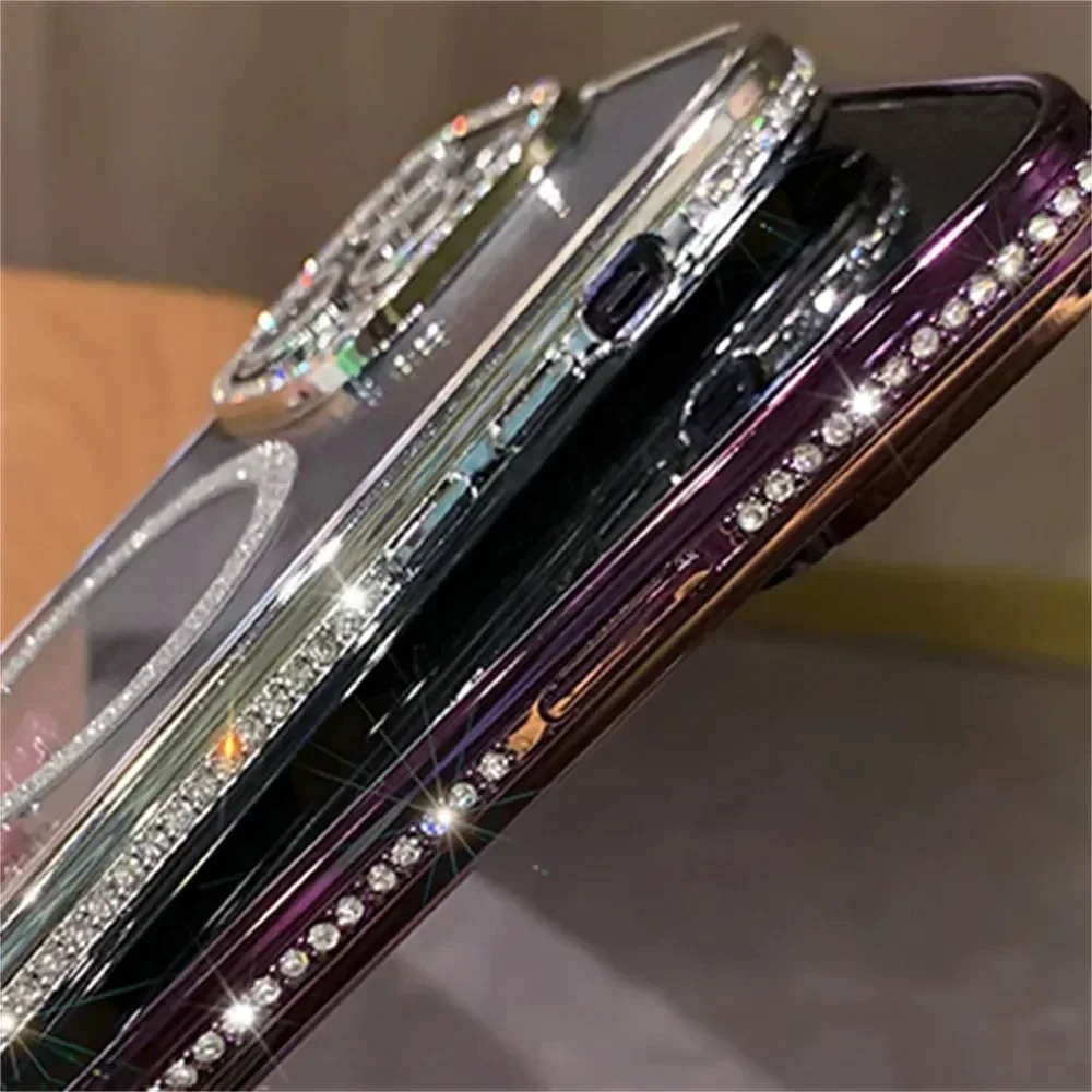 Luxury Glitter iPhone Case — Transparent Magnetic Bumper Cover with Anti-Fingerprint, Anti-Scratch, Dustproof, Non-Slip Design