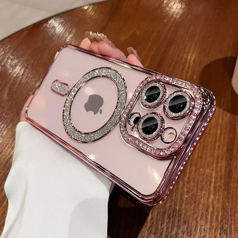 Luxury Glitter iPhone Case — Transparent Magnetic Bumper Cover with Anti-Fingerprint, Anti-Scratch, Dustproof, Non-Slip Design