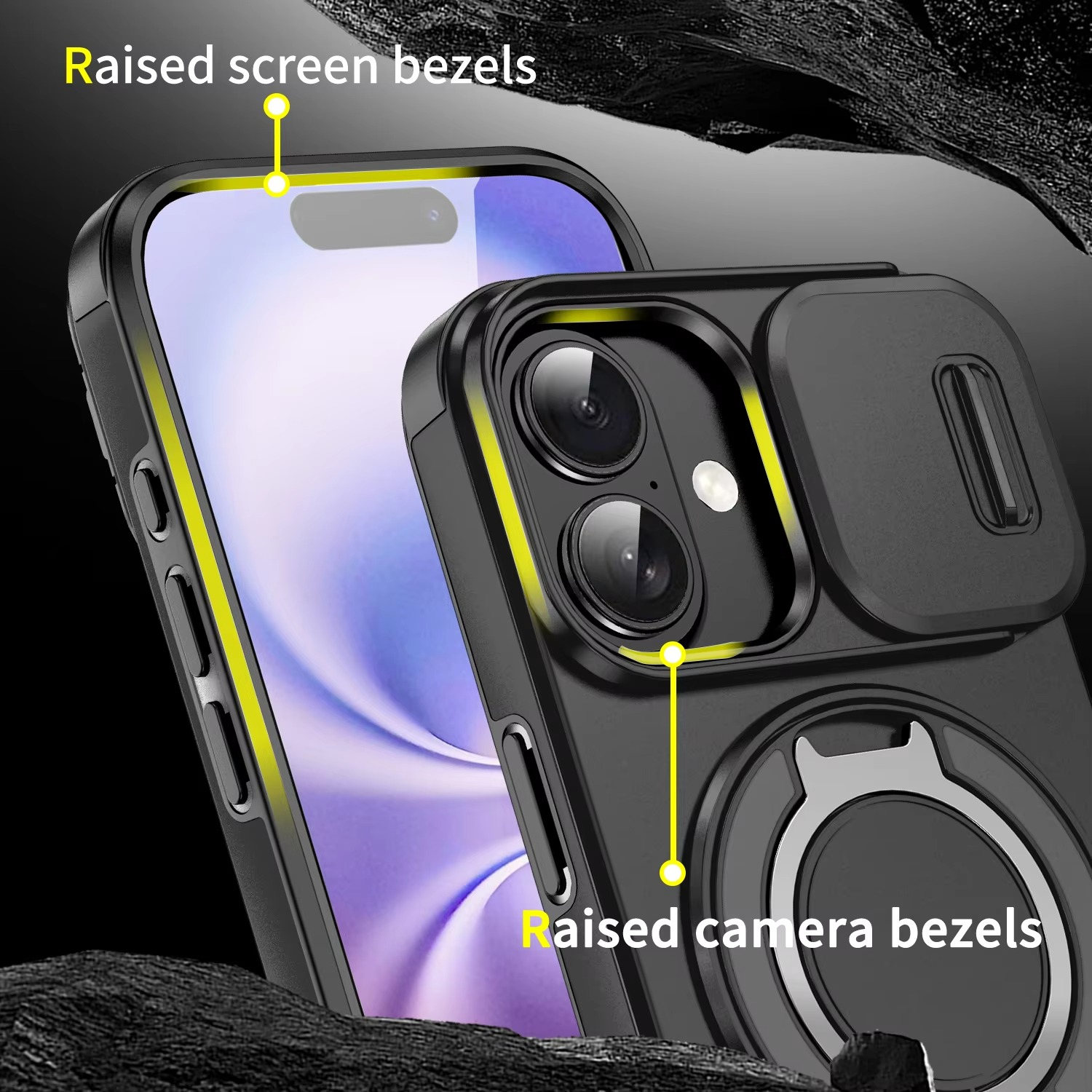Luxury Heavy-Duty iPhone Case — Rugged Armor Magnetic Bracket with Shockproof PC Cover, Anti-Fingerprint, Anti-Scratch Protection