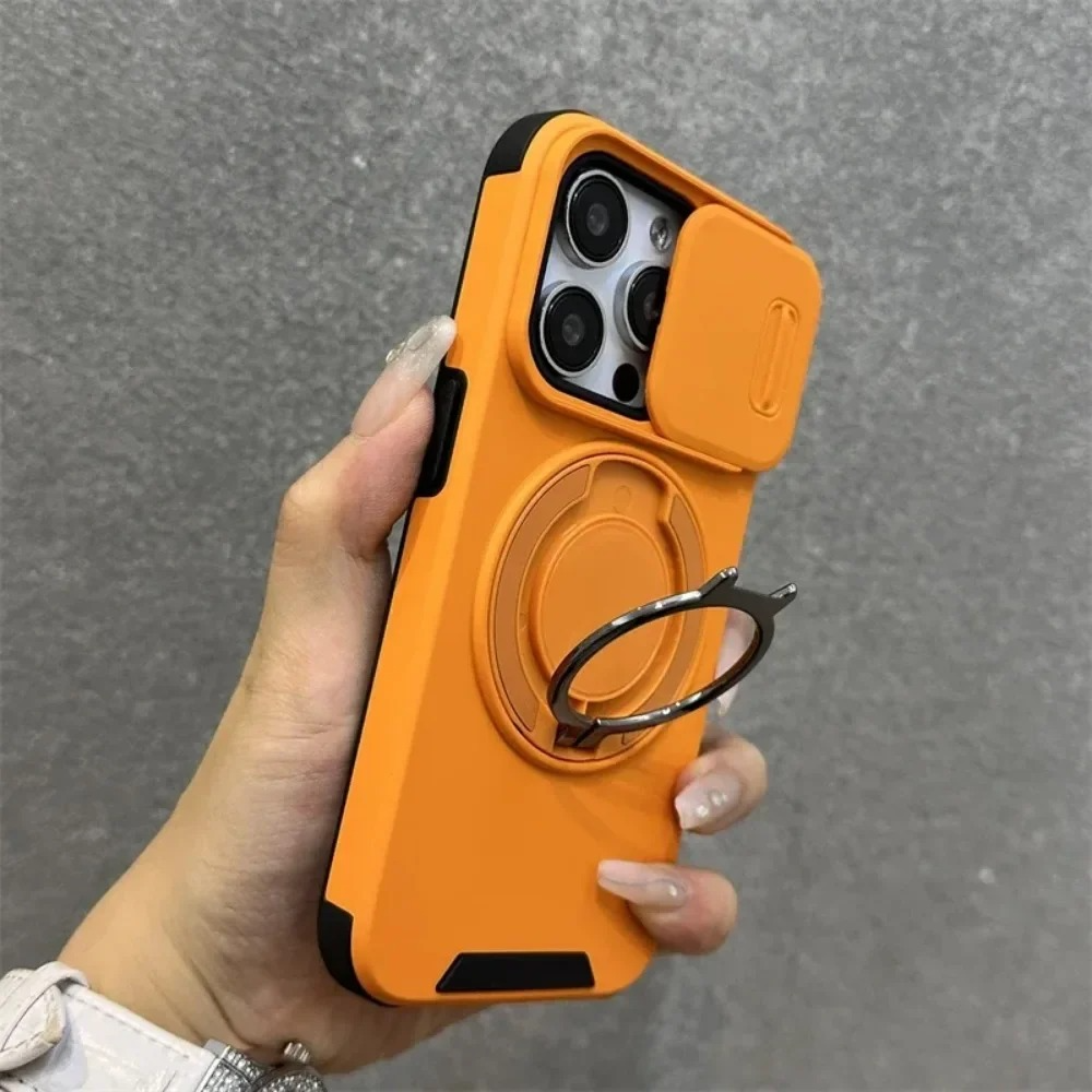 Luxury Heavy-Duty iPhone Case — Rugged Armor Magnetic Bracket with Shockproof PC Cover, Anti-Fingerprint, Anti-Scratch Protection