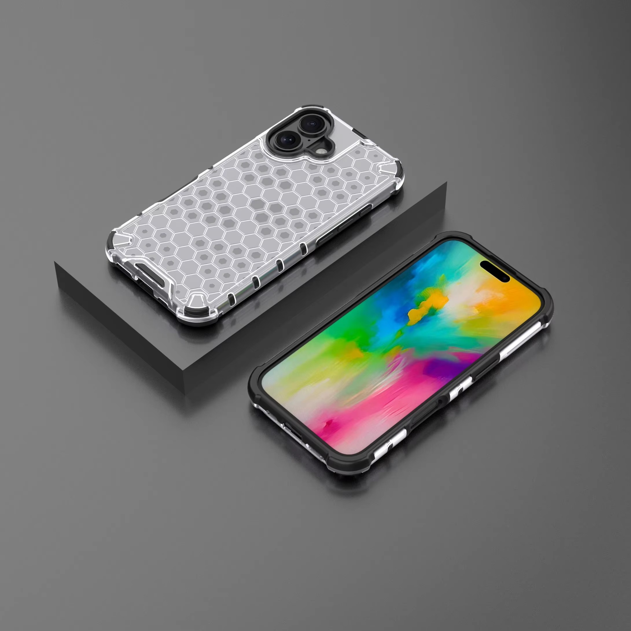 Luxury Honeycomb Armor iPhone Case — Shockproof Military Hybrid Bumper Cover, Anti-Fingerprint, Dustproof, Matte Finish, Hard PC Protection