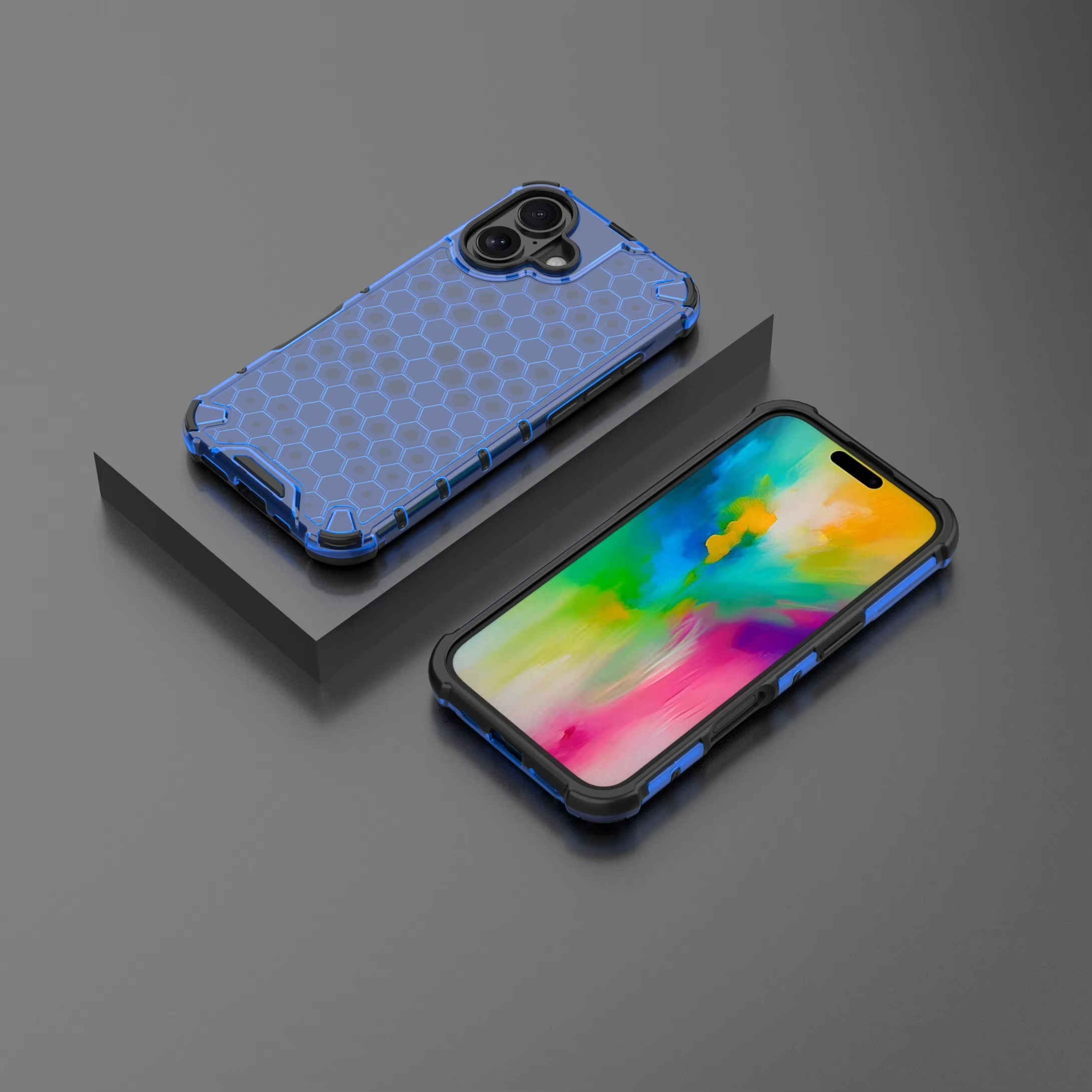 Luxury Honeycomb Armor iPhone Case — Shockproof Military Hybrid Bumper Cover, Anti-Fingerprint, Dustproof, Matte Finish, Hard PC Protection