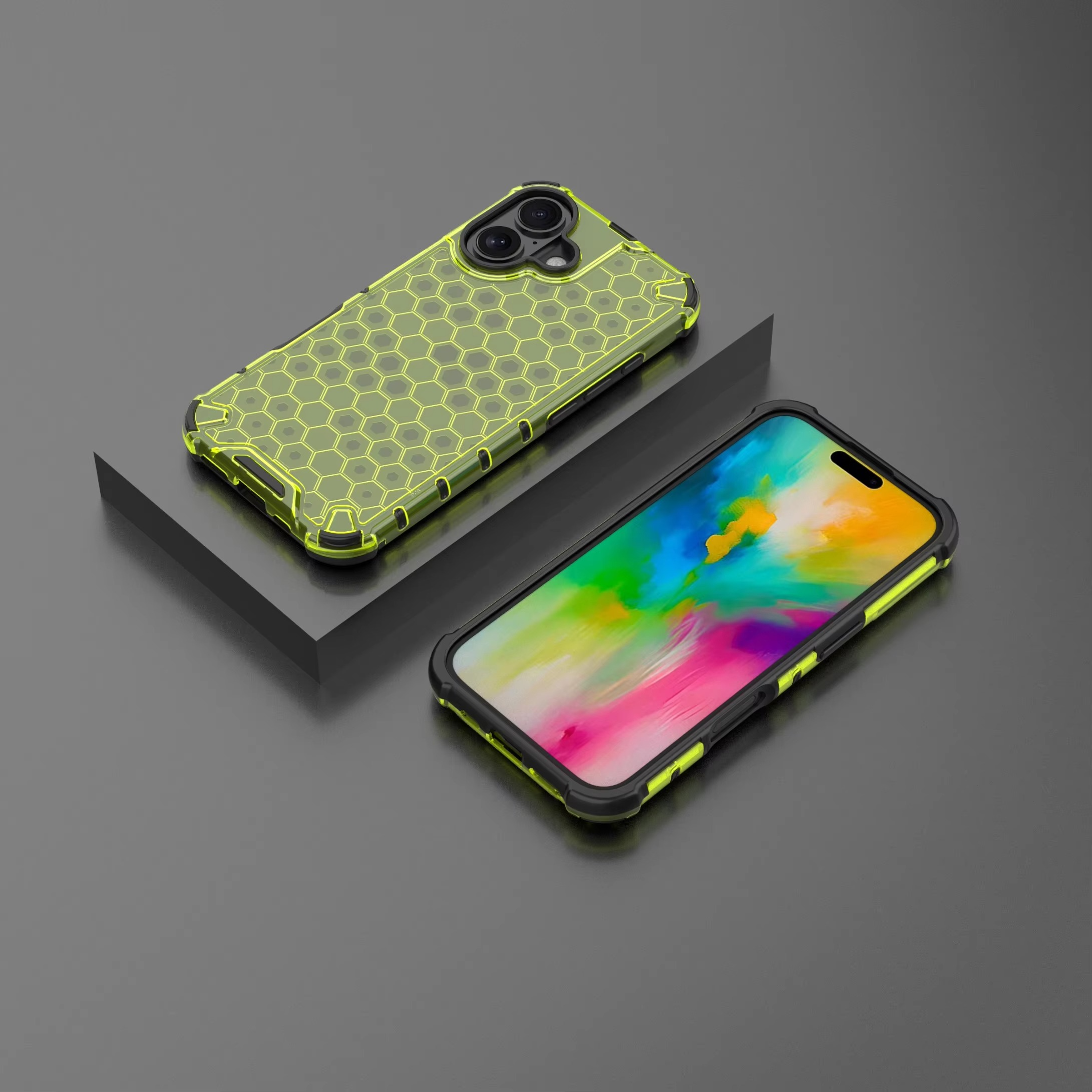 Luxury Honeycomb Armor iPhone Case — Shockproof Military Hybrid Bumper Cover, Anti-Fingerprint, Dustproof, Matte Finish, Hard PC Protection