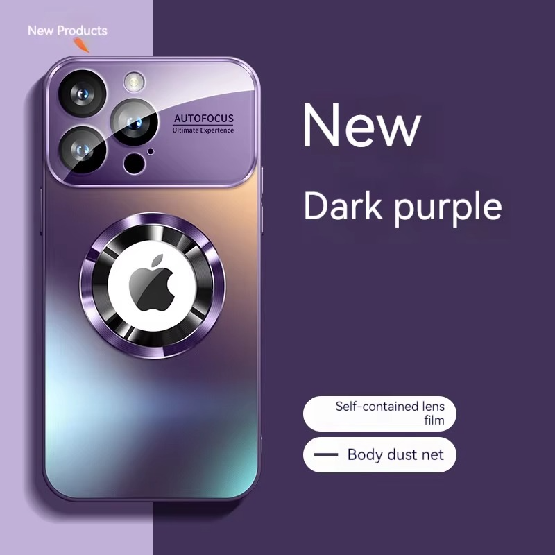 Luxury Large Window Magnetic iPhone Case — Magsafe Wireless Charging, Lens Protection, Shockproof Half-Wrapped Cover, Anti-Fingerprint, Non-Slip Finish