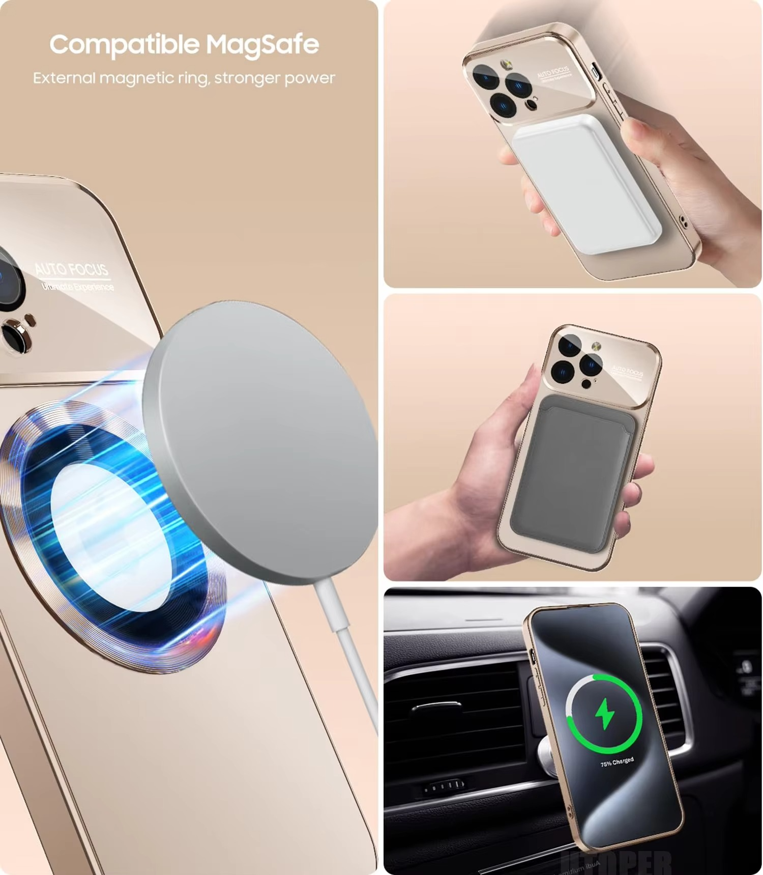 Luxury Large Window Magnetic iPhone Case — Magsafe Wireless Charging, Lens Protection, Shockproof Half-Wrapped Cover, Anti-Fingerprint, Non-Slip Finish