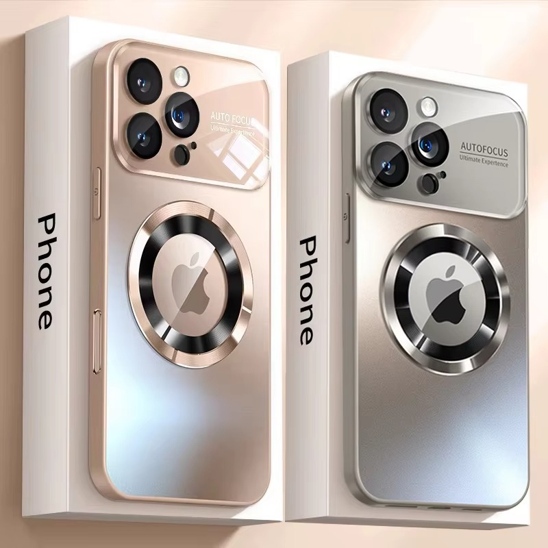 Luxury Large Window Magnetic iPhone Case — Magsafe Wireless Charging, Lens Protection, Shockproof Half-Wrapped Cover, Anti-Fingerprint, Non-Slip Finish