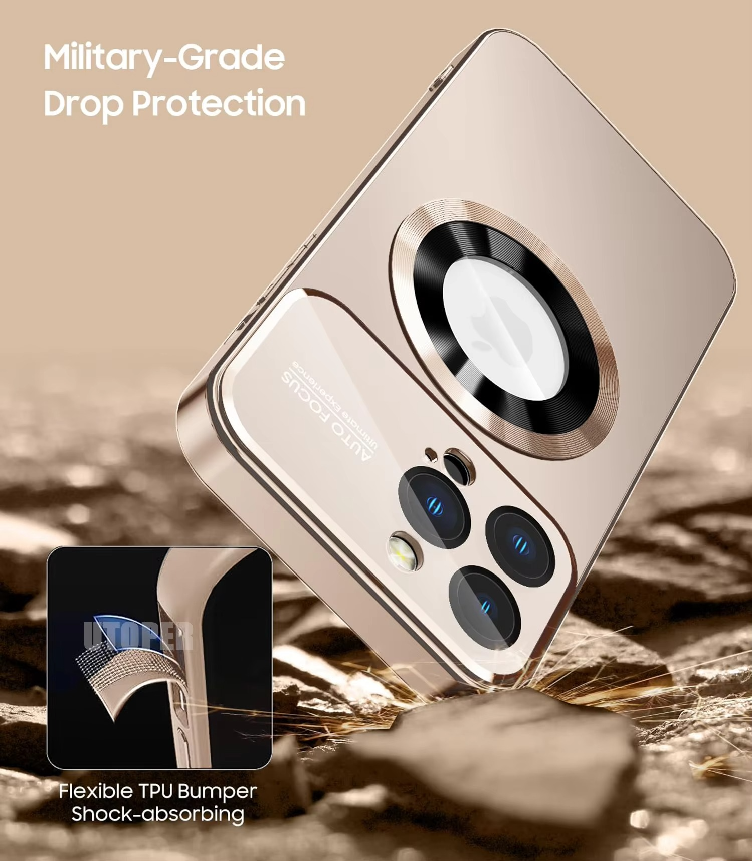 Luxury Large Window Magnetic iPhone Case — Magsafe Wireless Charging, Lens Protection, Shockproof Half-Wrapped Cover, Anti-Fingerprint, Non-Slip Finish