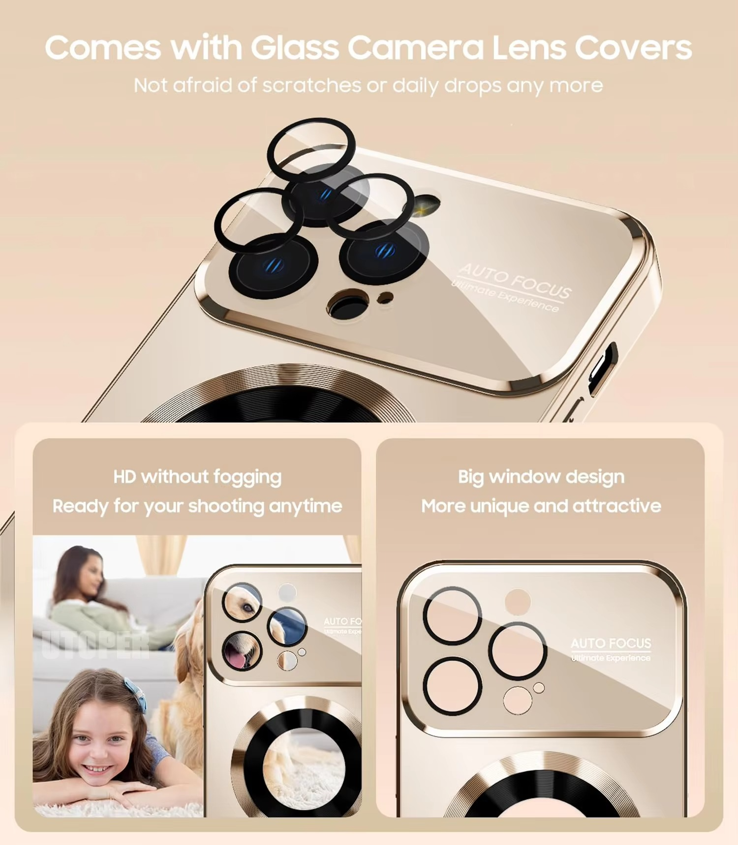 Luxury Large Window Magnetic iPhone Case — Magsafe Wireless Charging, Lens Protection, Shockproof Half-Wrapped Cover, Anti-Fingerprint, Non-Slip Finish