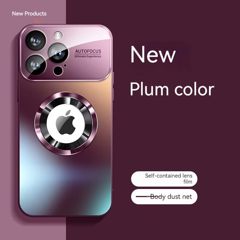 Luxury Large Window Magnetic iPhone Case — Magsafe Wireless Charging, Lens Protection, Shockproof Half-Wrapped Cover, Anti-Fingerprint, Non-Slip Finish