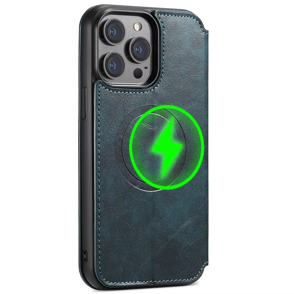 Luxury Leather Flip Wallet Phone Case for iPhone — Magnetic, Wireless Charging Compatible, Anti-Fingerprint, Dustproof, Card Holder, Kickstand, Non-Slip