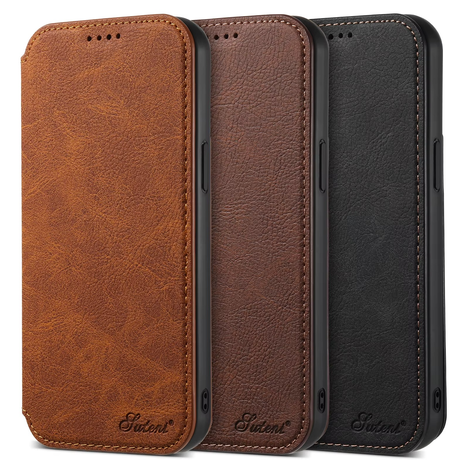 Luxury Leather Flip Wallet Phone Case for iPhone — Magnetic, Wireless Charging Compatible, Anti-Fingerprint, Dustproof, Card Holder, Kickstand, Non-Slip