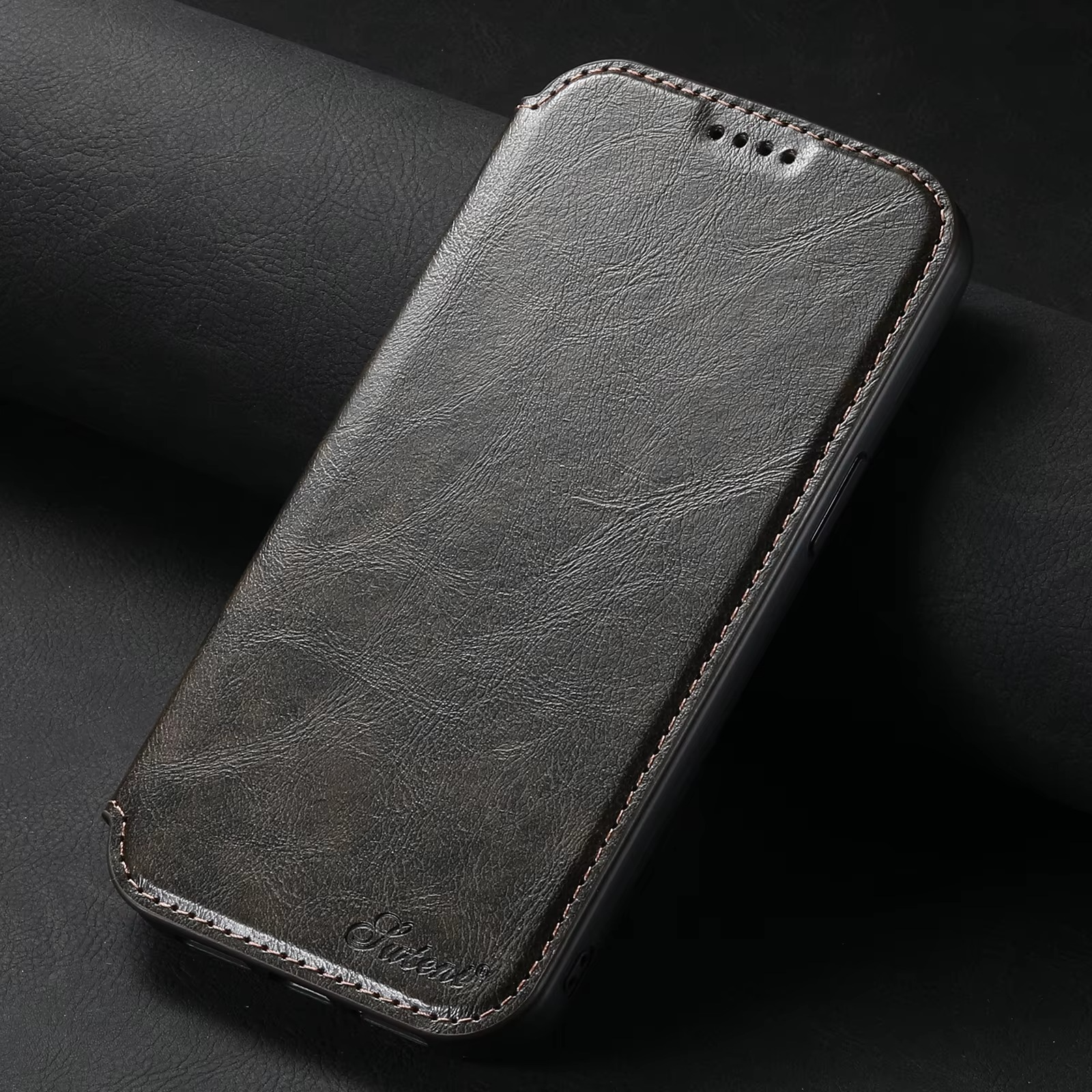 Luxury Leather Flip Wallet Phone Case for iPhone — Magnetic, Wireless Charging Compatible, Anti-Fingerprint, Dustproof, Card Holder, Kickstand, Non-Slip