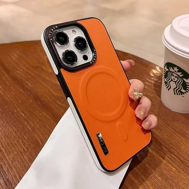 Luxury Leather iPhone Case MagSafe Compatible — Half-Wrapped Magnetic Shockproof Cover with Lens Protection, Anti-Fingerprint, Dustproof, Lightweight Non-Slip Design